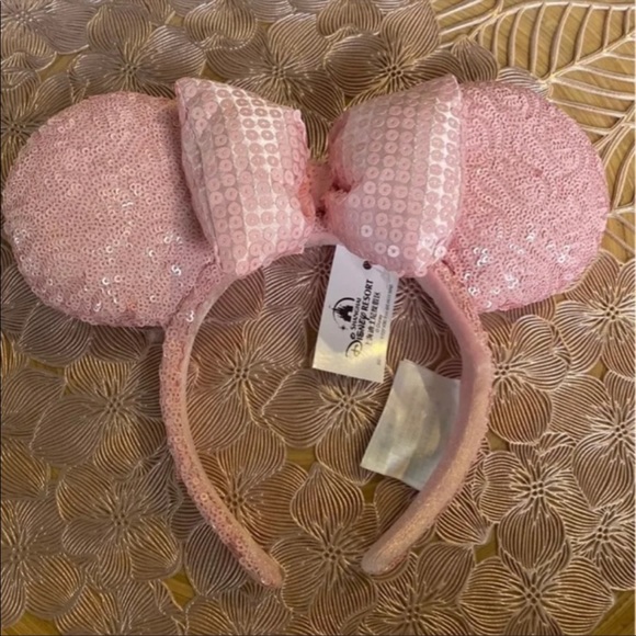 πHPπππ Pink Bow Mickey Minnie Mouse Sequin Ears Headband - Picture 2 of 3